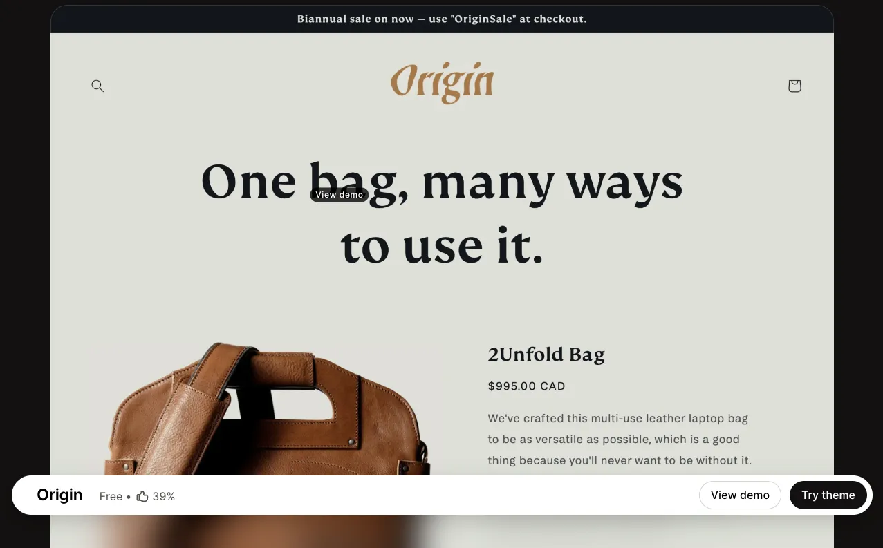 Origin shopify theme 